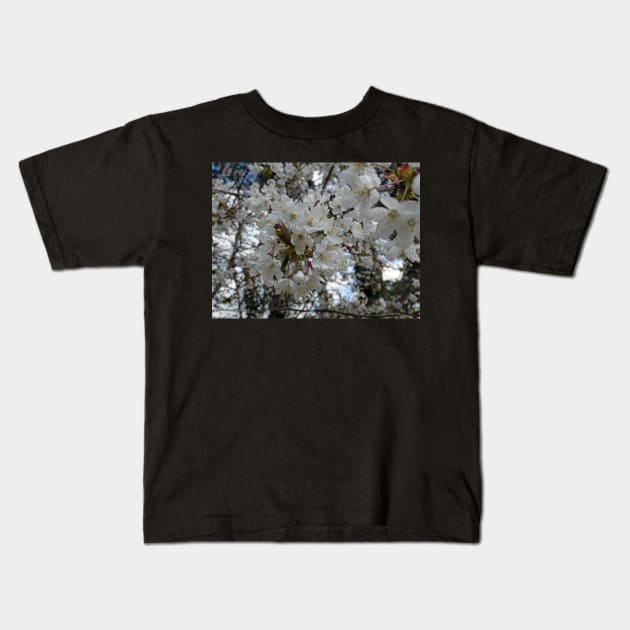 White flowers: Spring time - Flowers, sunshine, happiness and action Kids T-Shirt by fantastic-designs